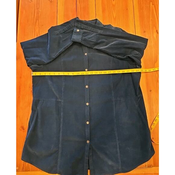 J Jill Blue Button Front Long Sleeve Corduroy Tunic Shirt Pockets Size XL - Picture 6 of 6